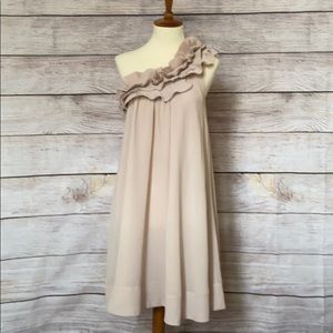 H&M Nude Off The Shoulder Ruffle Dress